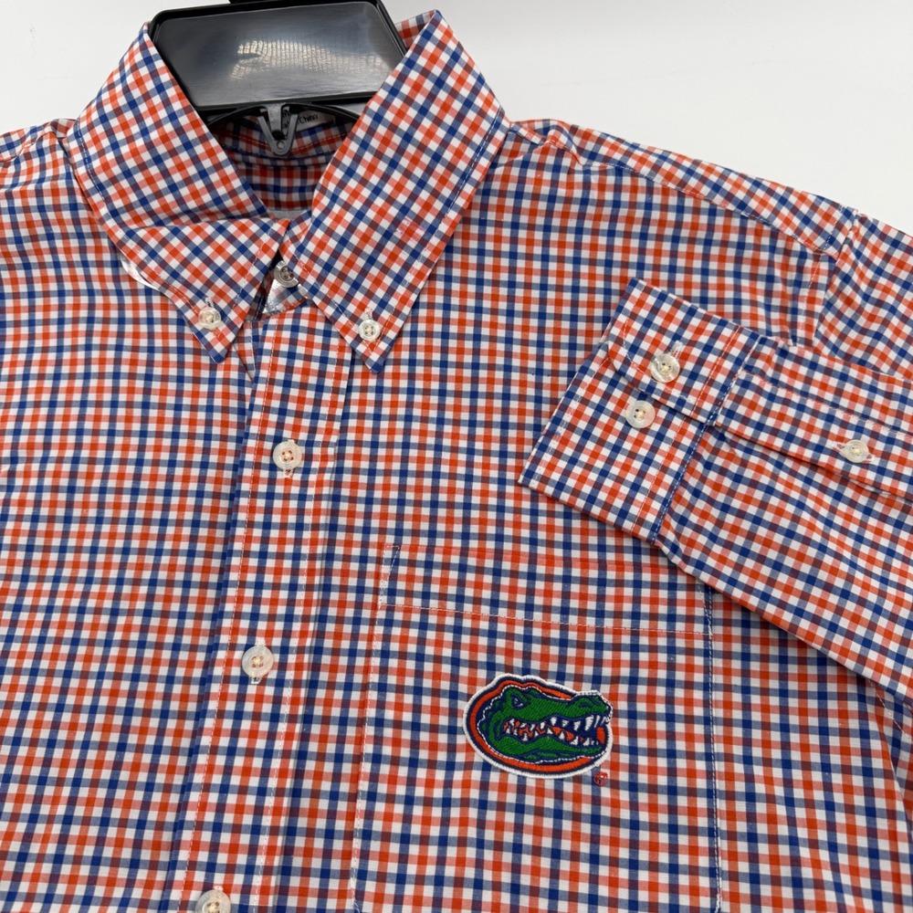 Campus Specialties Florida Gators Mens Small Orange Blue Gingham Button Down P81